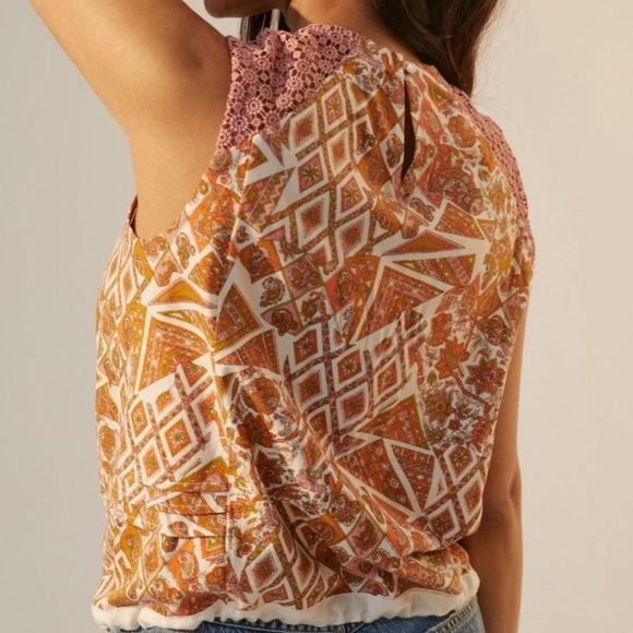 Anthropologie Tiny Embroidered Printed Shell Top - Picture 3 of 12